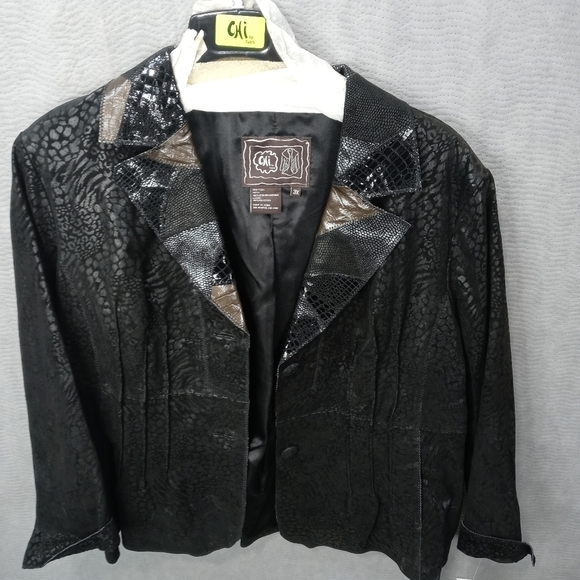 CHI BY FALCHI leather black/brown Snake Print Fash - Picture 1 of 9
